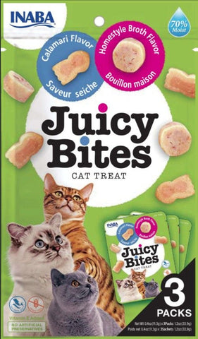 Inaba Juicy Bites Cat Treat Homestyle Broth and Calamari Flavor