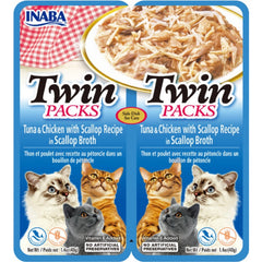 Inaba Twin Packs Tuna and Chicken with Scallop Recipe in Scallop Broth Side Dish for Cats