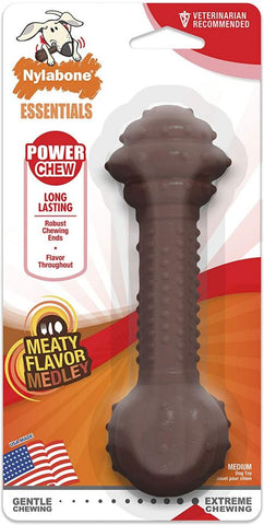 Nylabone Essentials Power Chew Barbell Meaty Medley Flavor