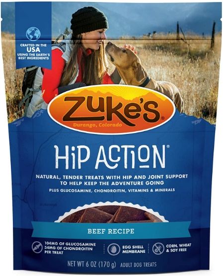 Zukes Hip Action Hip & Joint Supplement Dog Treat - Roasted Beef Recipe