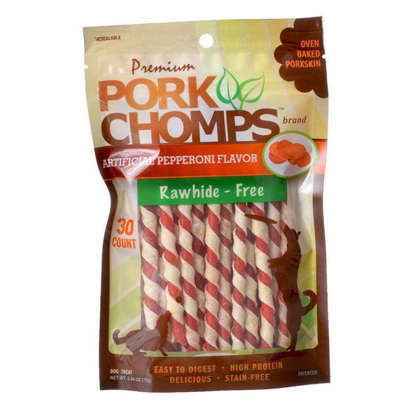 Pork Chomps Twistz Pork Chews - Pepperoni Flavor