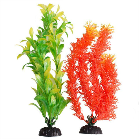 Aquatop Multi-Colored Aquarium Plants 2 Pack - Orange & Green