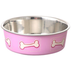 Loving Pets Stainless Steel & Coastal Pink Bella Bowl with Rubber Base