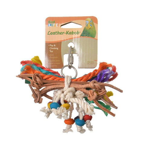 Penn Plax Bird Life Leather-Kabob Parakeet Toy