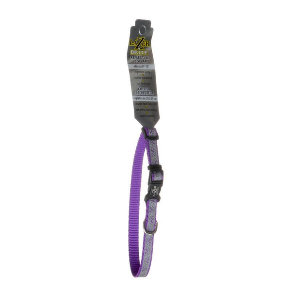 Lazer Brite Reflective Open-Design Adjustable Dog Collar - Purple Daisy