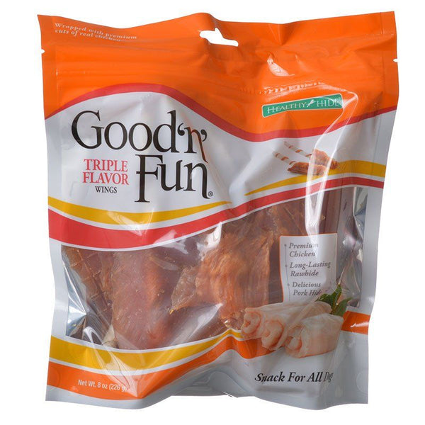 Healthy Hide Good 'n' Fun Triple-Flavor Wings - Chicken, Rawhide & Pork Hide