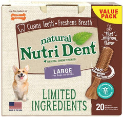Nylabone Natural Nutri Dent Filet Mignon Dental Chews - Limited Ingredients