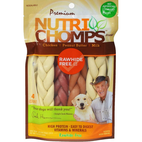 Premium Nutri Chomps Rawhide Free Chicken, Peanut Butter, Milk Dog Treats