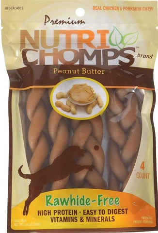 Pork Chomps Premium Nutri Chomps Peanut Butter Flavor Braids