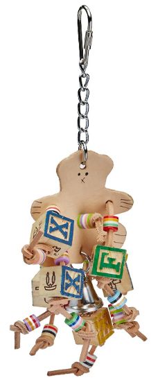 AE Cage Company Happy Beaks Leather Bear with ABC Blocks Assorted Bird Toy