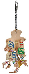 AE Cage Company Happy Beaks Leather Bear with ABC Blocks Assorted Bird Toy