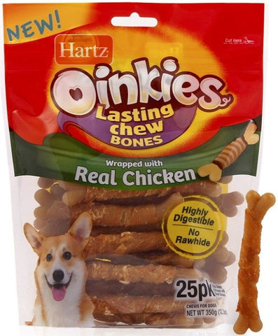 Hartz Oinkies Long Lasting Chew Bones Wrapped With Real Chicken
