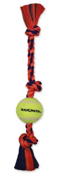Mammoth Flossy Chews Color 3-Knot Tug with Tennis Ball 20" Medium