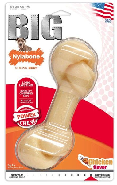 Nylabone Power Chew Knot Bone Big Dog Chew Toy Chicken Flavor