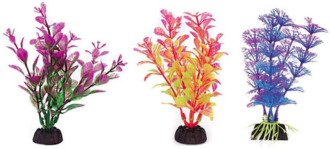 Penn Plax Colorful Aquarium Plastic Plant Pack 4" Assorted Colors