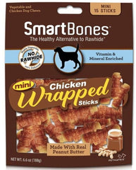 SmartBones Mini Chicken Wrapped Peanut Butter Sicks Rawhide Free Dog Chew