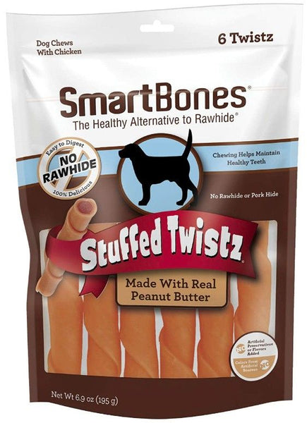 SmartBones Stuffed Twistz Chicken and Peanut Butter Rawhide Free Dog Chew